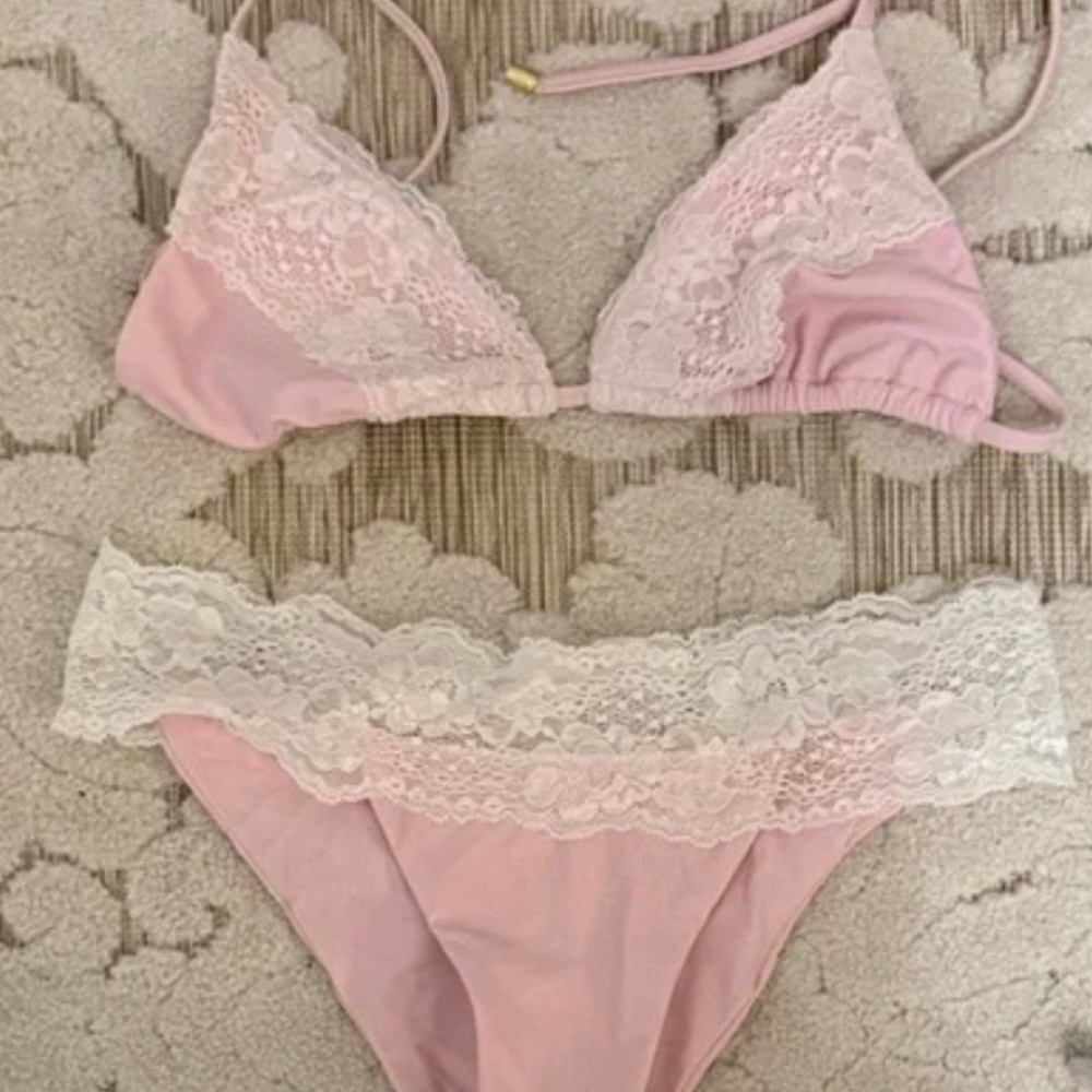 Beach Bunny Pink Lace Bikini Set